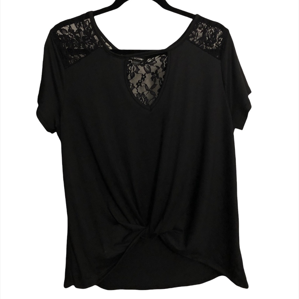 Joe Boxer Women’s Short Sleeve Twist Detail With Lace Top Size Extra Large